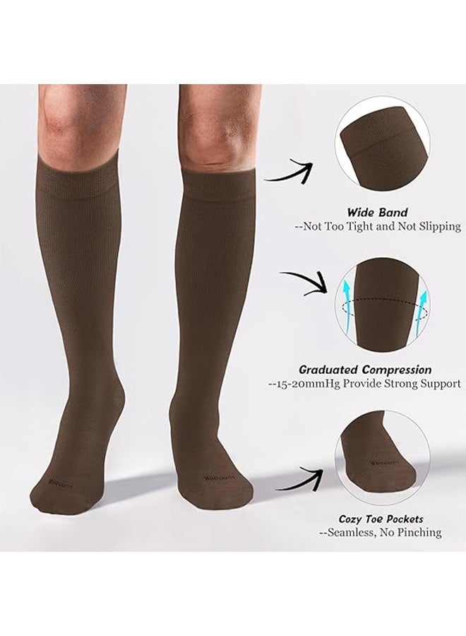 3 Pairs Compression Socks for Women&Men Cotton Elastic Knee High Socks Travel Hiking Running Stocking - Image 3